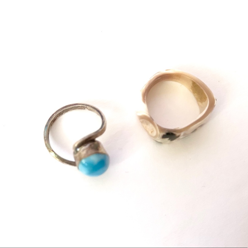 Two Seaside Rings: Larimar and Shell - Picture 3 of 3